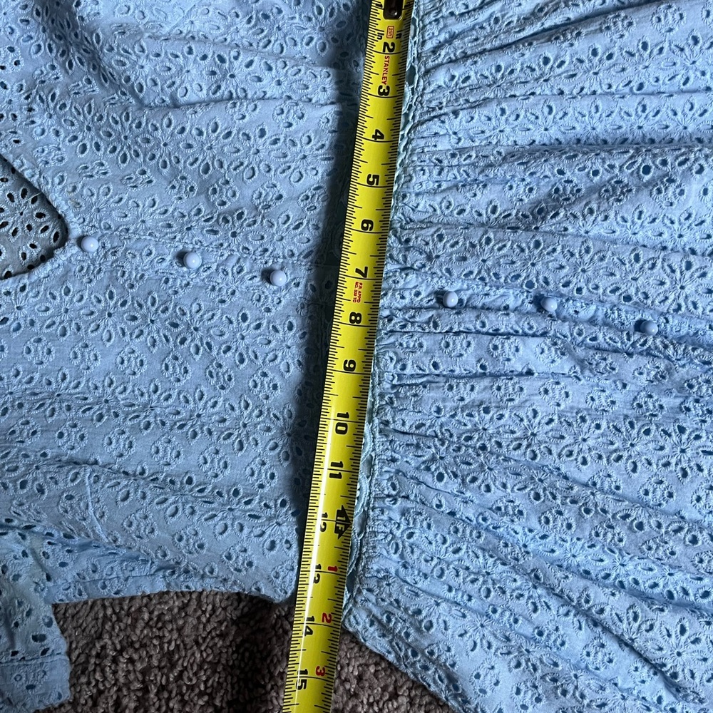 Aqua Light Blue Eyelet Midi Dress - Picture 11 of 16